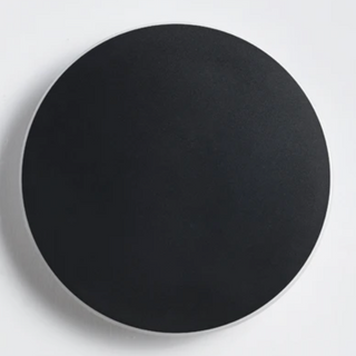 Touch-activated circular black metal wall light — acrylic LED sconce