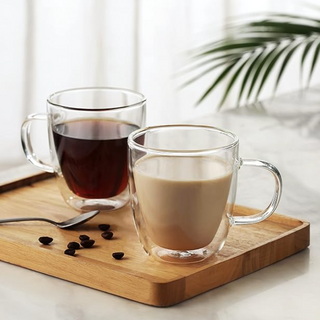 double walled glass tumbler heat resistant durable drinkware side view