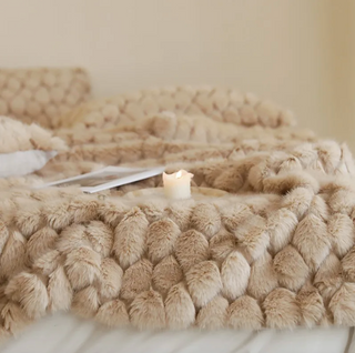 faux fur blanket plush rabbit fur throw cozy reading 600 thread count lifestyle view