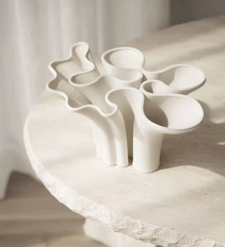 ceramic vase handmade porcelain flower holder elegant white decor angle view