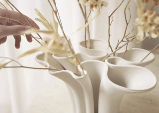 ceramic vase handmade porcelain flower holder elegant white decor close-up detail
