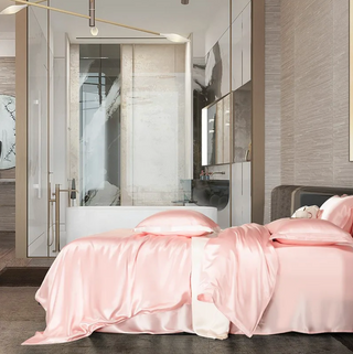 mulberry silk bedding luxury blush rose breathable hypoallergenic 22mm silk detail