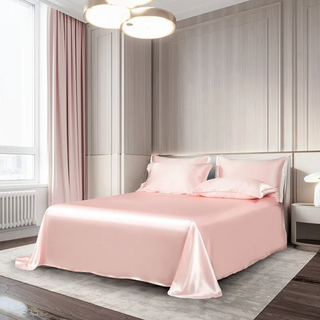 mulberry silk bedding luxury blush rose breathable hypoallergenic 22mm silk set view