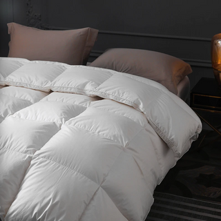 goose down duvet luxury quilted cotton hypoallergenic warm winter bedding angle view