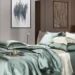 mulberry silk bedding luxury silk bedding set silky pillowcases duvet cover angle view