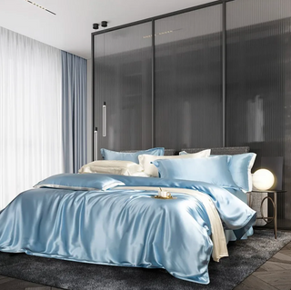 mulberry silk bedding luxury hypoallergenic silk sheets soft breathable set side view