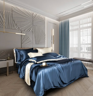 mulberry silk bedding luxury breathable hypoallergenic soft sheets duvet cover set side view