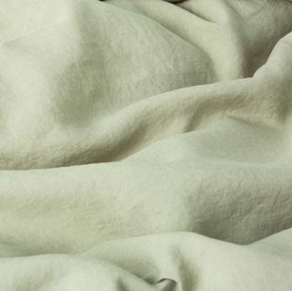 linen bedding set toscana washed sage green duvet cover pillowcases detail