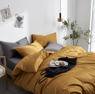 egyptian cotton bedding palma premium mustard yellow duvet cover set 600tc set view