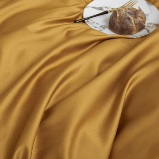 egyptian cotton bedding palma premium mustard yellow duvet cover set 600tc side view