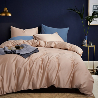 egyptian cotton bedding palma premium 600 thread count duvet cover set light brown front view