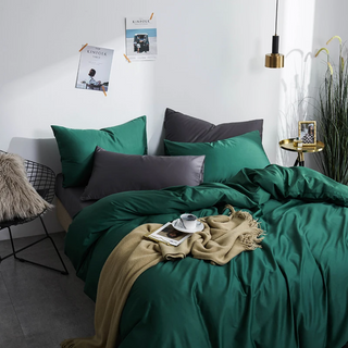 egyptian cotton bedding palma premium green duvet cover set 600 thread count side view
