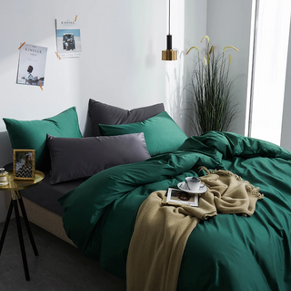 egyptian cotton bedding palma premium green duvet cover set 600 thread count detail