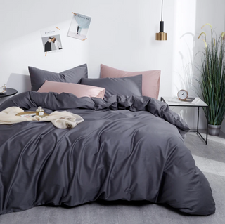 egyptian cotton bedding palma premium grey 600 thread count set close-up