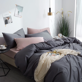 egyptian cotton bedding palma premium grey 600 thread count set angle view