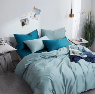 egyptian cotton bedding palma premium 600tc luxury duvet cover set teal side view