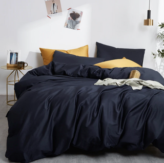 egyptian cotton bedding premium dark navy duvet cover set 600tc luxury close-up