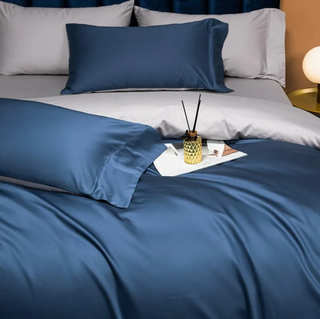 egyptian cotton bedding luxury navy bedding set 800 thread count sheets close-up