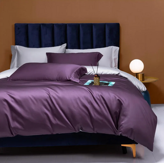 egyptian cotton bedding luxury purple 800 thread count sheets duvet cover close-up