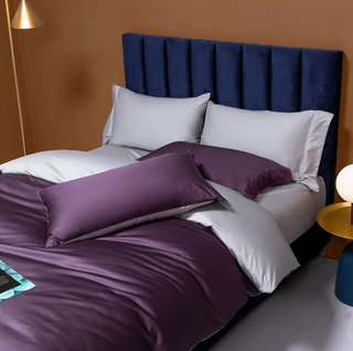 egyptian cotton bedding luxury purple 800 thread count sheets duvet cover side view