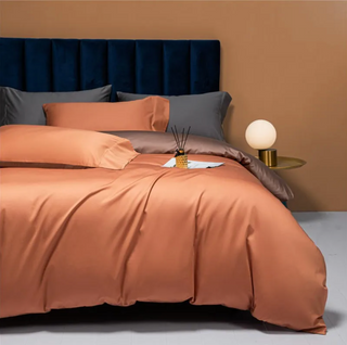 egyptian cotton bedding luxury 4 piece bedding set orange duvet cover front view