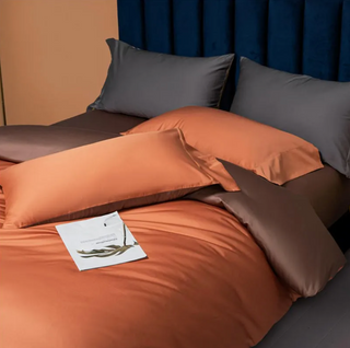 egyptian cotton bedding luxury 4 piece bedding set orange duvet cover detail