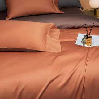 egyptian cotton bedding luxury 4 piece bedding set orange duvet cover angle view