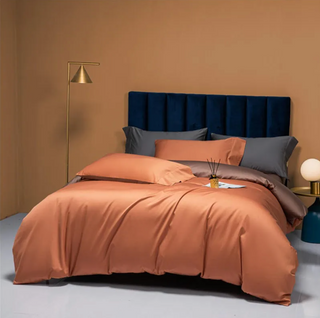 egyptian cotton bedding luxury 4 piece bedding set orange duvet cover side view