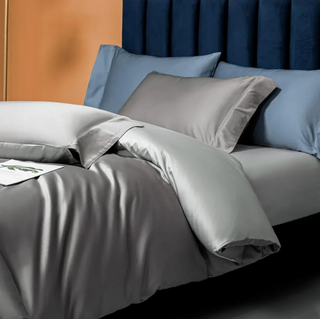 egyptian cotton bedding luxury 4 piece duvet cover set silky soft sheets angle view