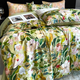 egyptian cotton duvet cover blossom floral bedding set 600tc soft breathable close-up