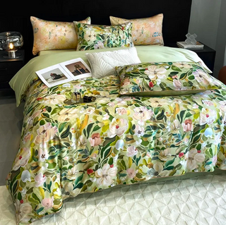 egyptian cotton duvet cover blossom floral bedding set 600tc soft breathable side view