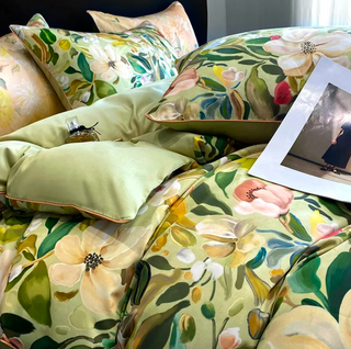 egyptian cotton duvet cover blossom floral bedding set 600tc soft breathable angle view