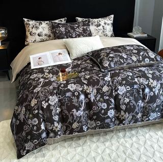 egyptian cotton duvet cover blossom floral bedding set soft breathable fabric side view