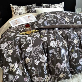 egyptian cotton duvet cover blossom floral bedding set soft breathable fabric close-up