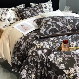 egyptian cotton duvet cover blossom floral bedding set soft breathable fabric angle view