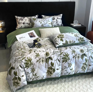 egyptian cotton duvet cover blossom floral bedding set 600tc luxury sheets side view
