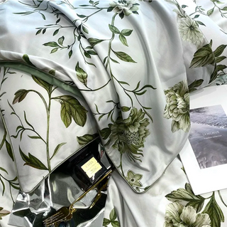 egyptian cotton duvet cover blossom floral bedding set 600tc luxury sheets angle view