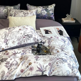 egyptian cotton duvet cover 600 thread count floral design bedding set side view