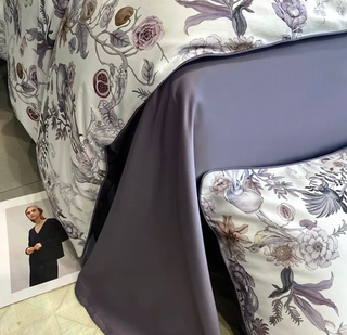 egyptian cotton duvet cover 600 thread count floral design bedding set angle view