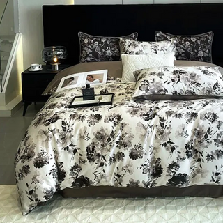 egyptian cotton duvet cover luxury floral bedding set soft breathable sheets close-up