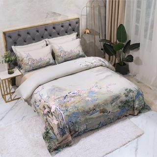 egyptian cotton duvet cover luxury floral bedding set cool-tech fabric side view