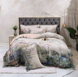 egyptian cotton duvet cover luxury floral bedding set cool-tech fabric front view