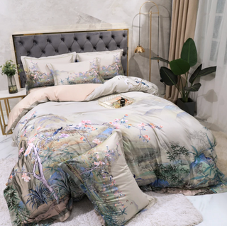 egyptian cotton duvet cover luxury floral bedding set cool-tech fabric detail