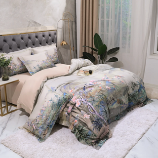 egyptian cotton duvet cover luxury floral bedding set cool-tech fabric set view