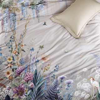 egyptian cotton duvet cover luxury floral bedding set soft breathable fabric angle view