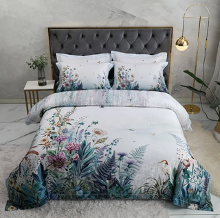 egyptian cotton duvet luxury 600tc cotton bedding set soft breathable fabric side view