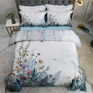 egyptian cotton duvet luxury 600tc cotton bedding set soft breathable fabric angle view