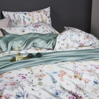 egyptian cotton duvet luxury floral bedding set 600 thread count sheets side view