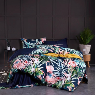 egyptian cotton duvet cover floral bedding set soft breathable sheets side view