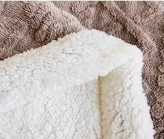 double layer throw blanket soft brown cozy hand knitted polyester detail